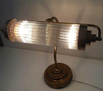 Antique Art Deco Brass and Glass Table Lamp