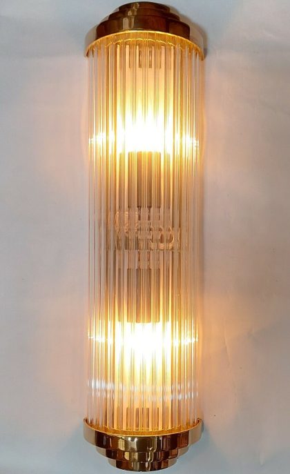 Vintage Brass and Glass Wall Sconce, Art Deco Lighting