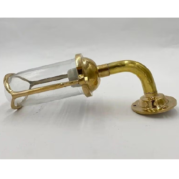 Cast Brass Glass Nautical Ship Wall Sconce Light | Polished Brass, Rewired