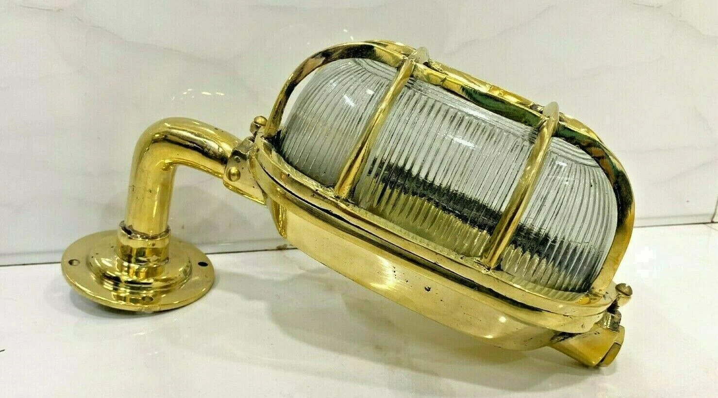Vintage Industrial Brass Bulkhead Wall Light – Nautical Outdoor Ship Cage Lamp Vintage Industrial Brass Bulkhead Wall Light – Nautical Outdoor Ship Cage Lamp