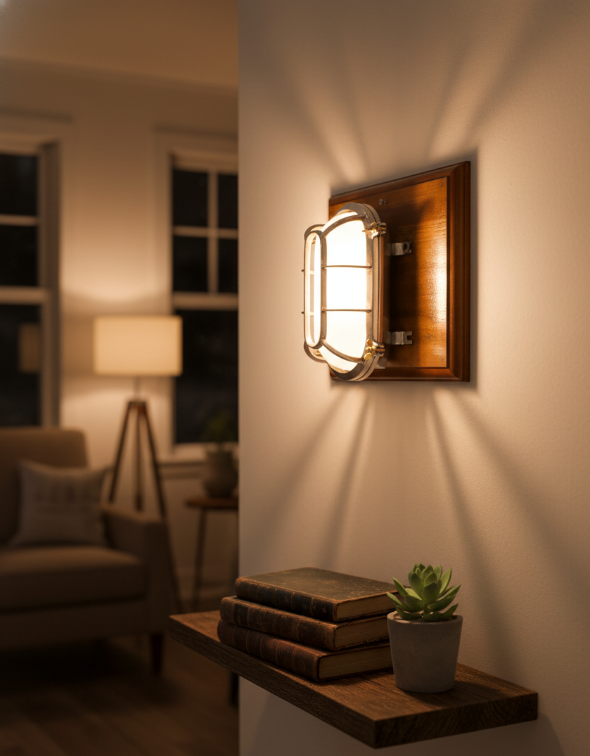 Antique Maritime Bulkhead Light | Industrial Aluminum Wall & Ceiling Fixture | Vintage Ship Deck Lamp for Nautical & Coastal Home Decor