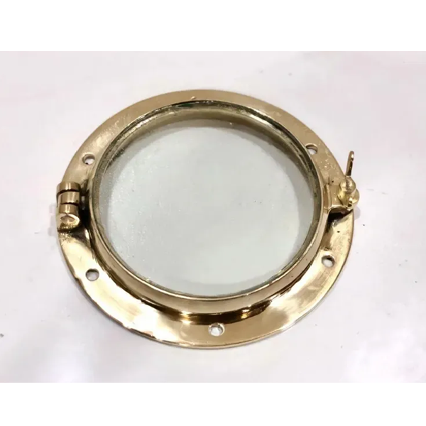 Nautical Brass Vintage Ship Porthole Window with Single Dog – Authentic Maritime Décor for Coastal Homes