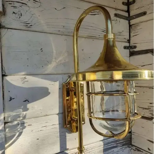 Nautical Vintage Marine Gooseneck Lamp – Solid Brass Antique Wall Fixture