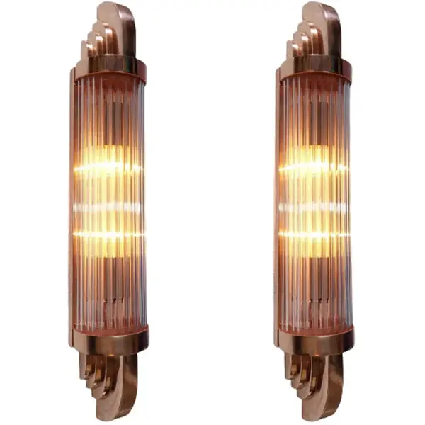 Pair of Vintage Luxury Art Deco Wall Sconce Light, Vintage Brass Glass Tube Wall Lamp, Modern Industrial Wall Light Fixture