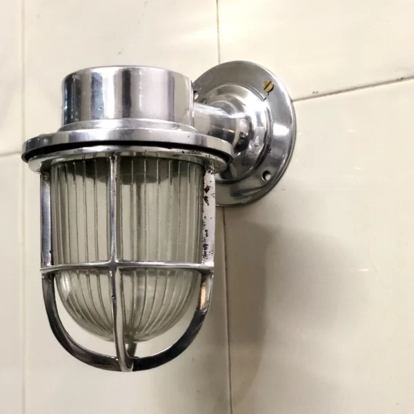 Nautical Wall Light | Vintage Marine Bulkhead Cage Sconce | Aluminum Industrial Ship Lamp | Outdoor Indoor Coastal Lighting