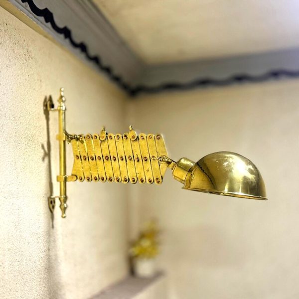 Antique Brass Swing Arm Wall Lamp – Vintage Industrial Adjustable Scissor Arm Light